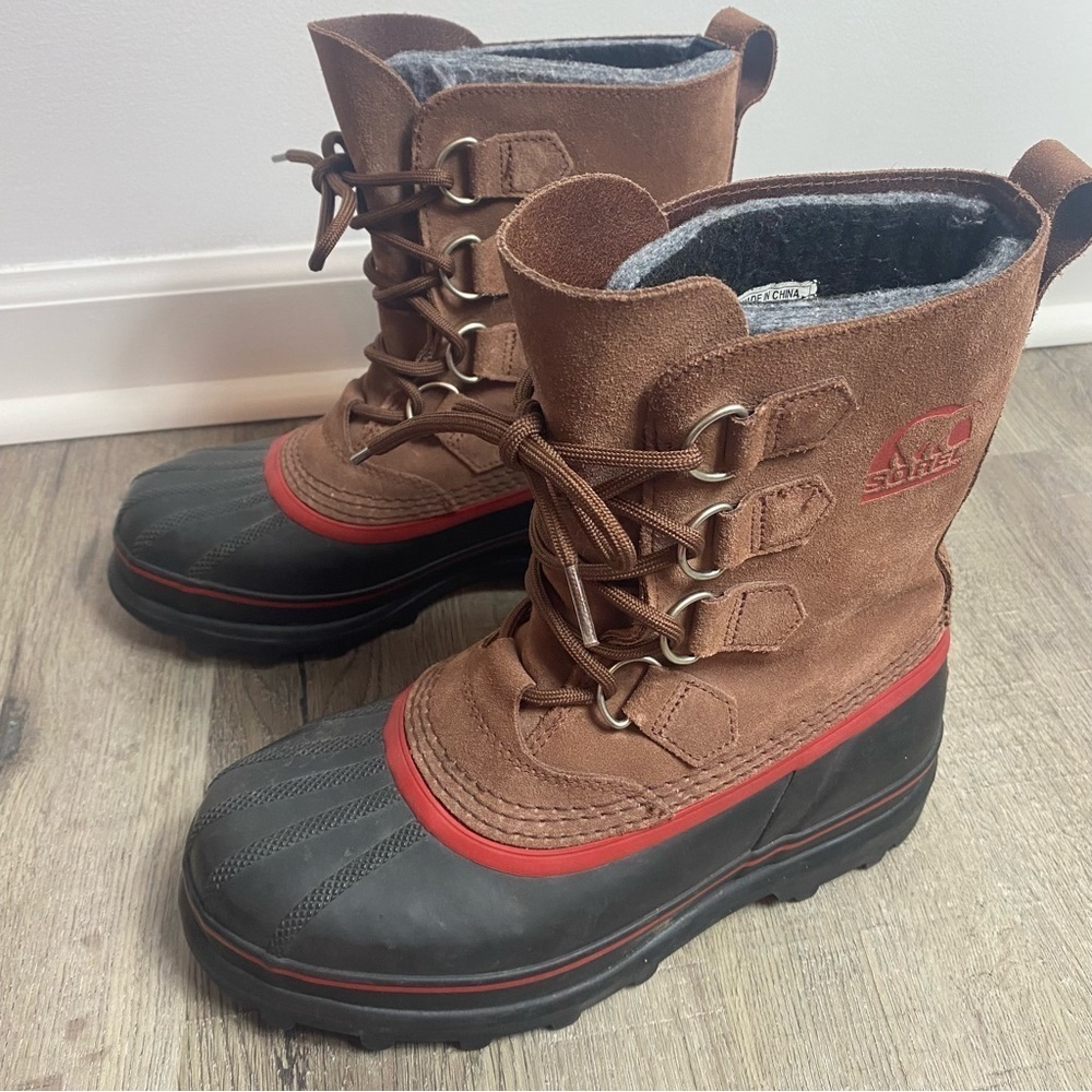 Sorel Brown Suede Rubber Sudbury Snow Winter Boot Waterproof Rubber Lace Up Sz 7 - Picture 8 of 12